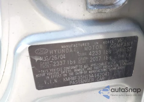 2005 Hyundai Sonata Gls/Lx из США, поврежденный, VIN KMHWF35H15A142041